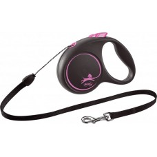 Повідець-рулетка Flexi Black Design трос S Pink (5 м; до 12 кг)