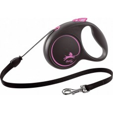 Повідець-рулетка Flexi Black Design трос M Pink (5 м; до 20 кг)