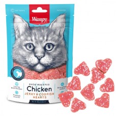 Ласощі для котів Wanpy Cat Chicken Jerky & Codfish Hearts 80 г